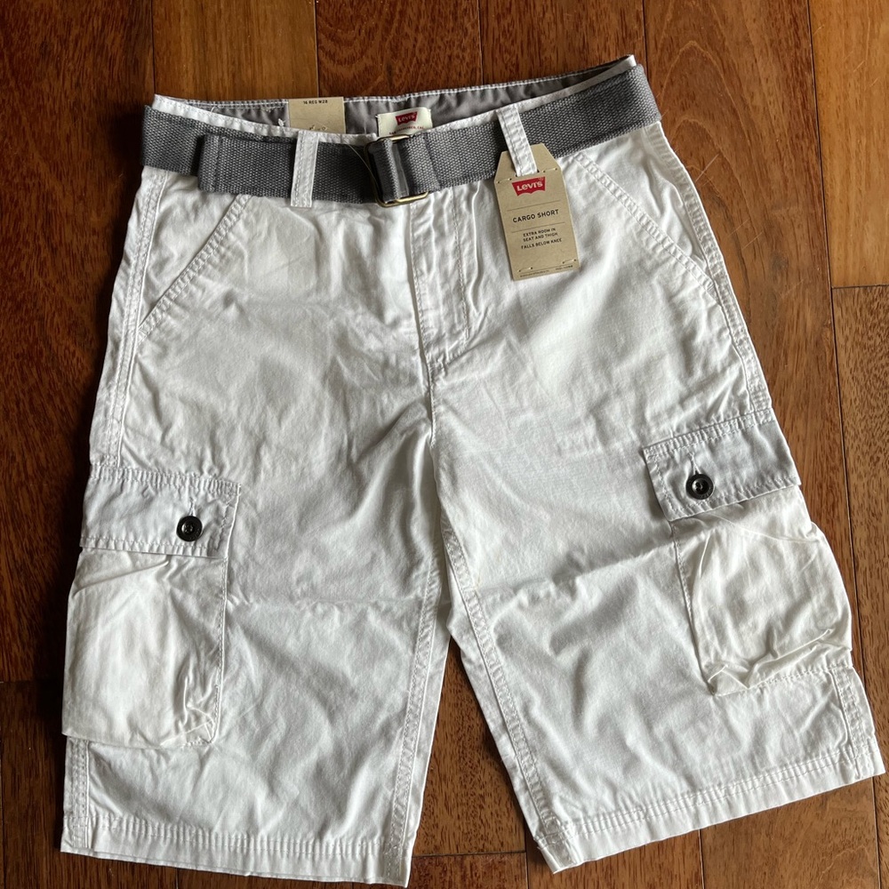 Levi's White Cargo Shorts Casual Cotton Relaxed Fit